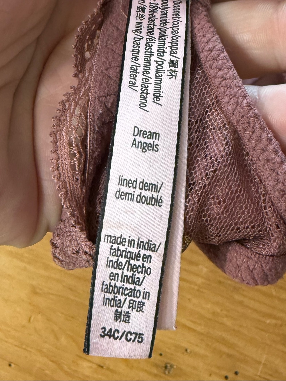 Victorias Secret Dream Angels Lined Demi Bra Lace Mauve 34C - Picture 5 of 5